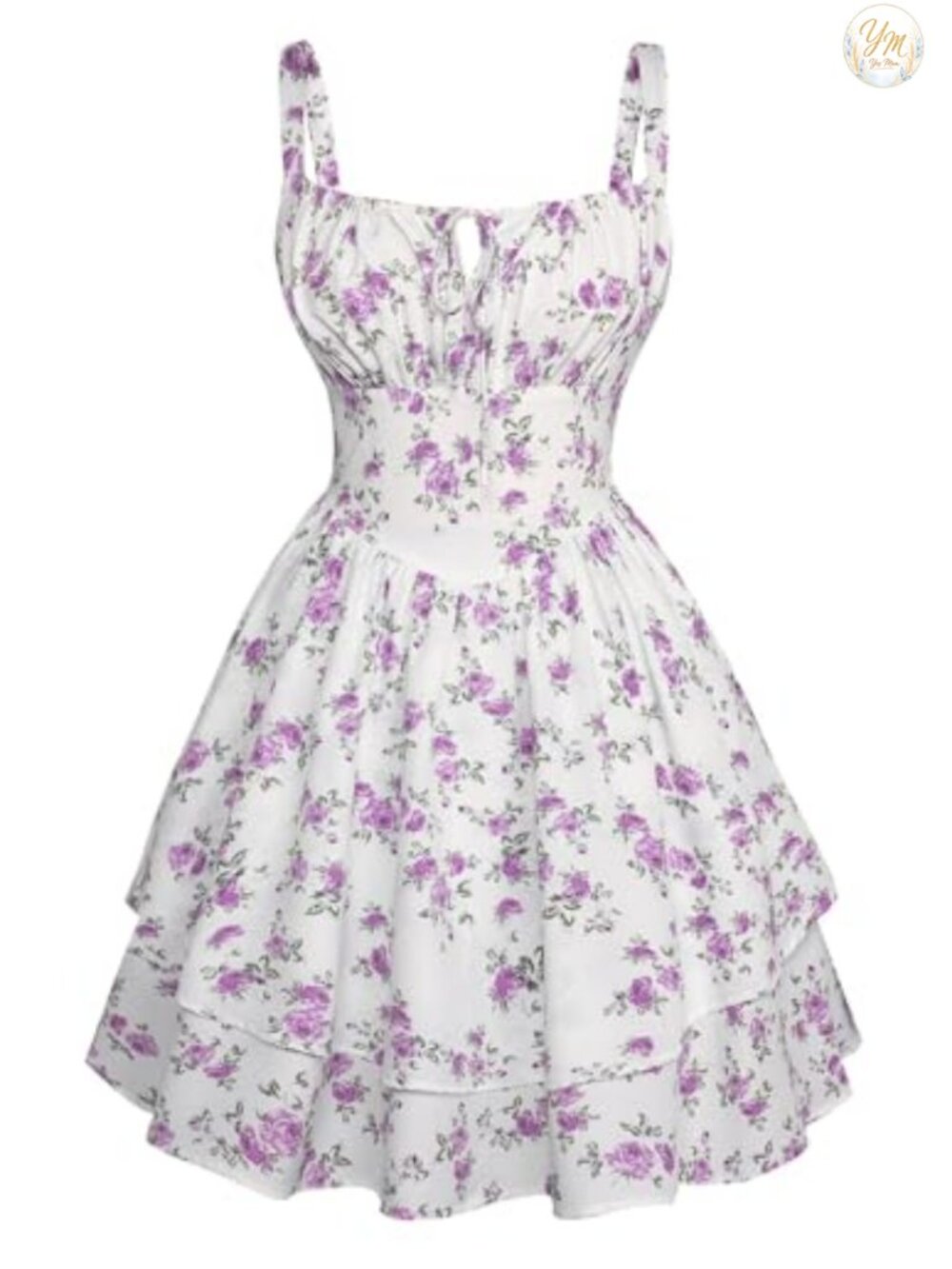 Floral Mini Corset Dress with Pockets Square Neck A-Line Sundress